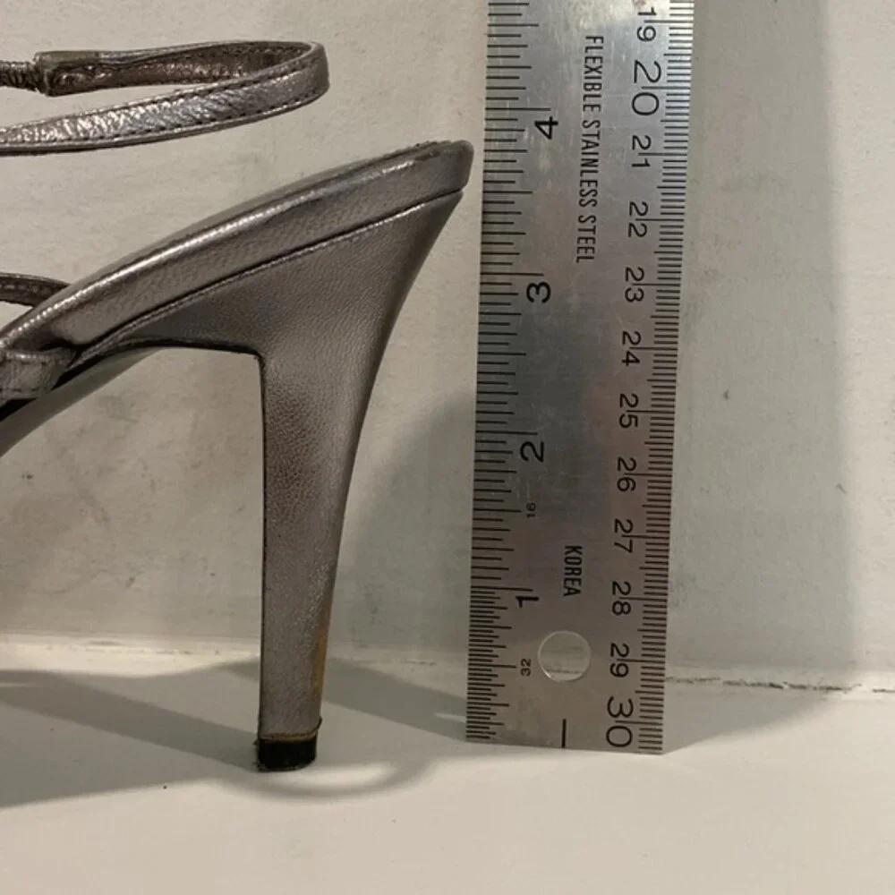 Lauren Ralph Lauren Silver Metallic Strappy High Heel Sandals